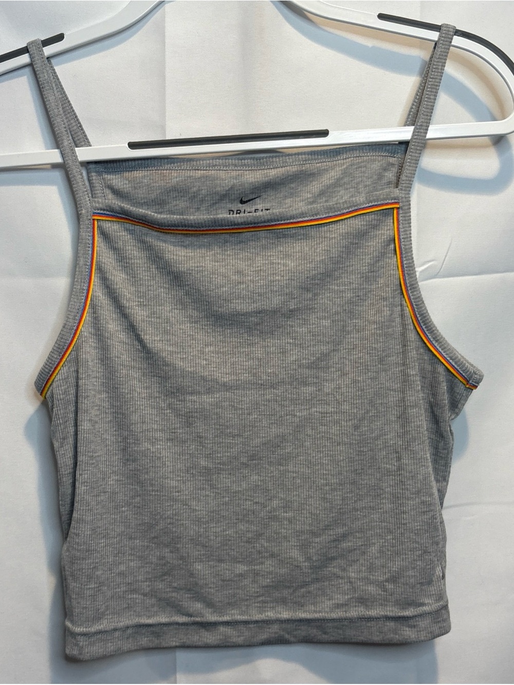 Nike Grey Dri-FIT Yoga Ribbed Tank with Rainbow Edge